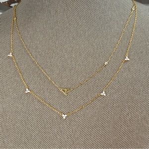 Gorjana style 18k gold initial A pendant necklace set
